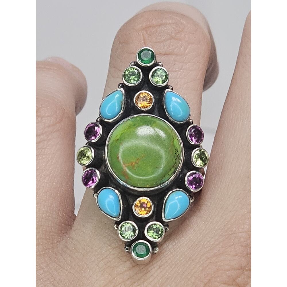 Nicky Butler Limited Edition Sterling & Multi-gemstone Statement Ring Size 10 - Picture 9 of 11